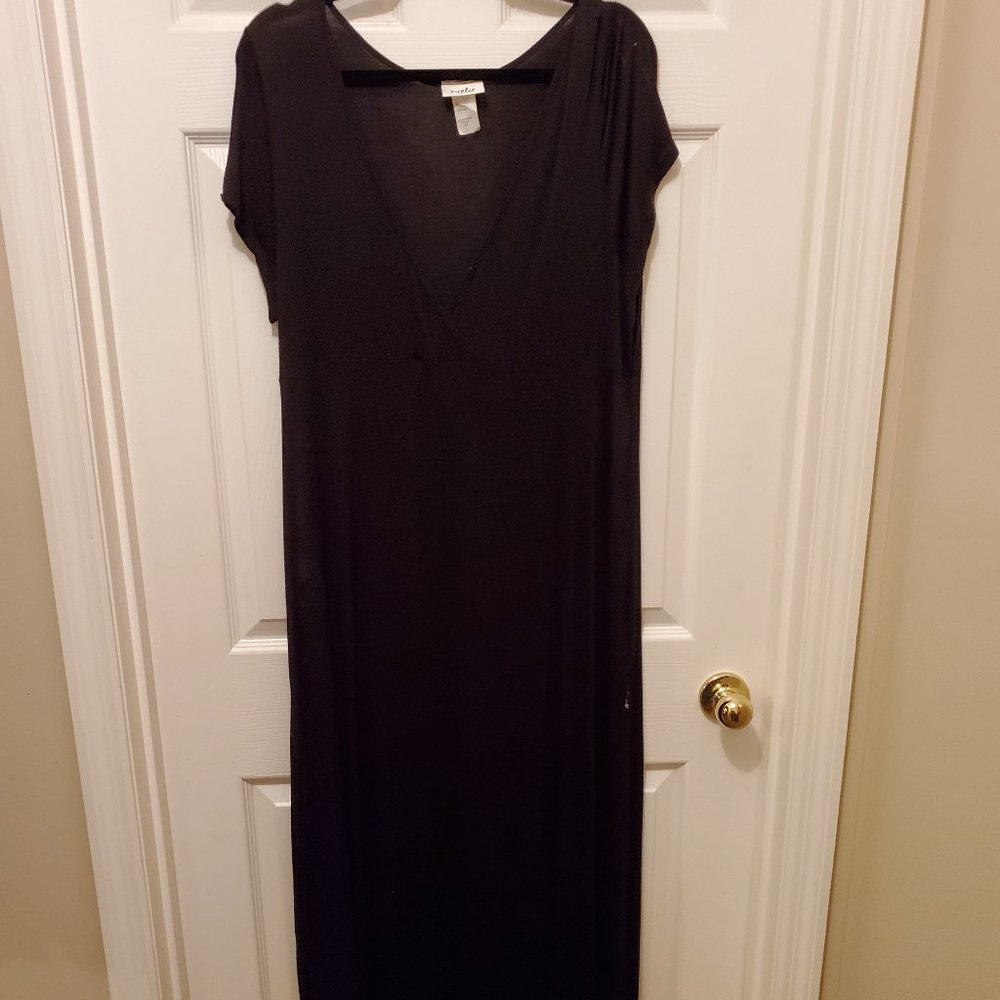 Black Surplice Maxi Dress - Plus